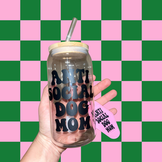 Anti Social Dog Mom Trinkglas