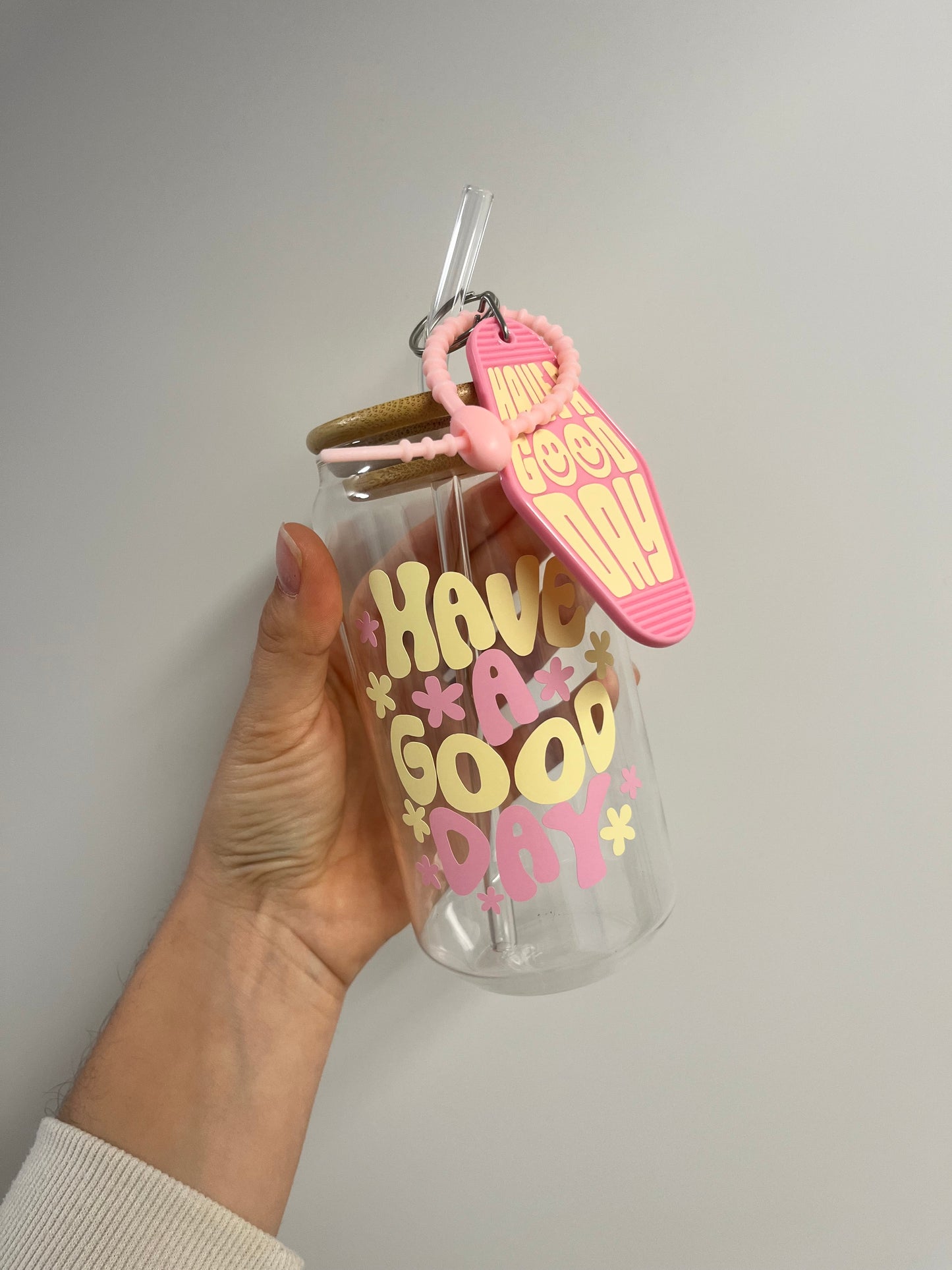 Have a good Day Trinkglas mit Bambusdeckel